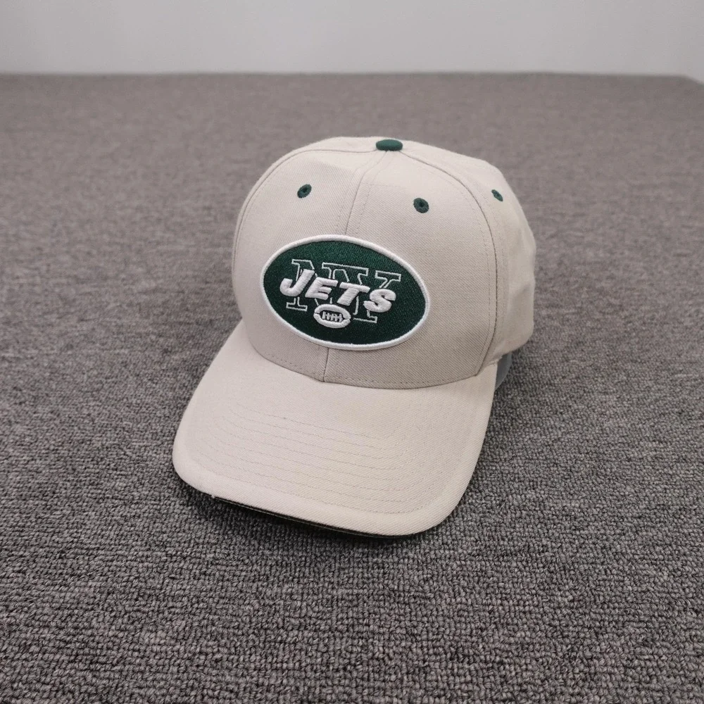 Vintage New York Jets Hat Cap Strap Back Mens 7 3/8 Beige NFL Football Twins